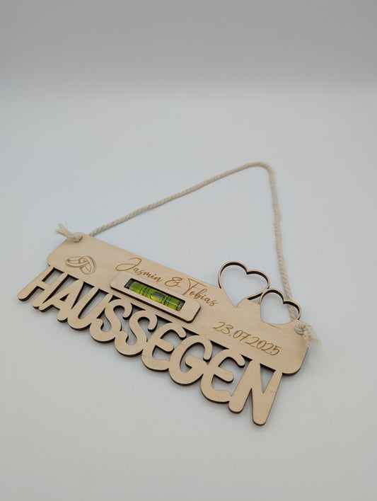 Personalized Wooden House Blessing – with Dragonfly as a Spirit Level