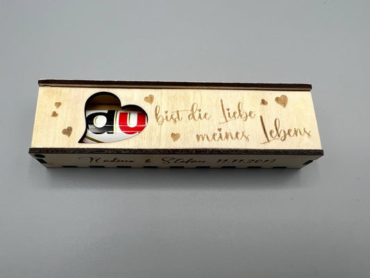 DU bist die Liebe meines Lebens! Duplo Geschenkbox, Geschenkverpackung für Schokoriegel personalisierbar