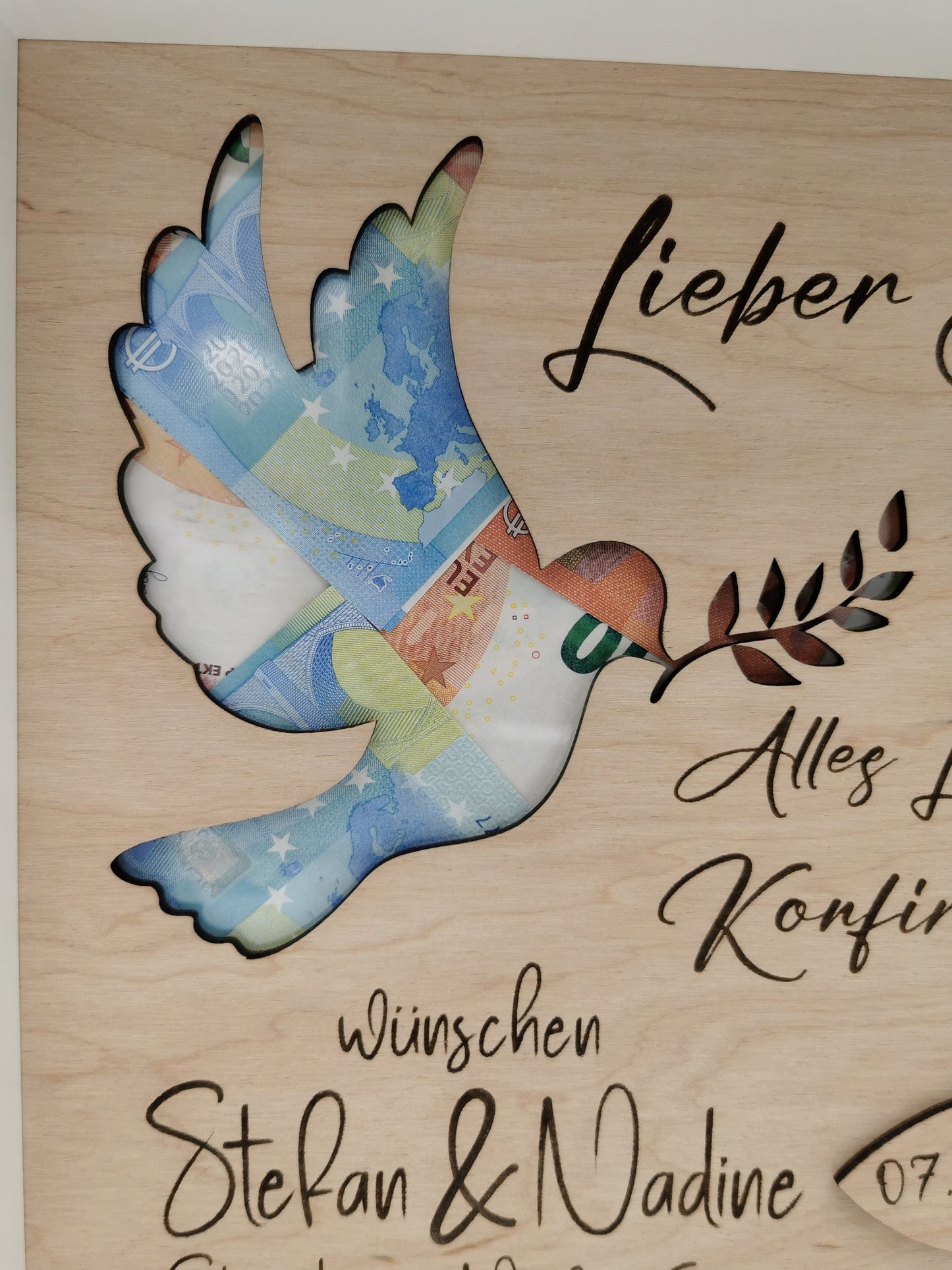 Konfirmation/ Geldgeschenk/ Taufe/Hochzeitsgeschenk /Geldgeschenk/Geburtstagsgeschenk/ holz /personalisiert
