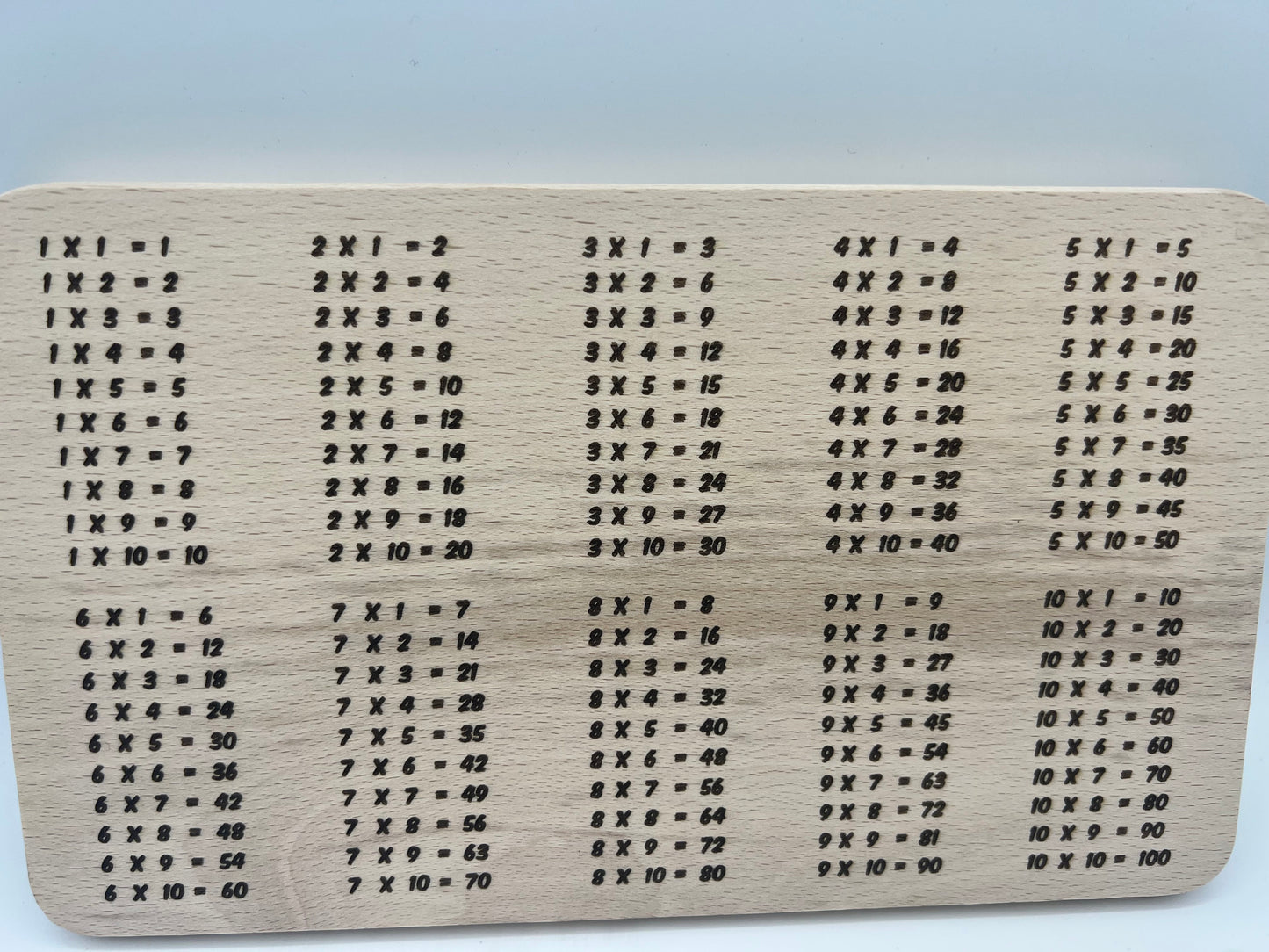 1X1 Frühstücksbrett aus Buchenholz / Geschenk / Einschulung/Schultüte/lernen