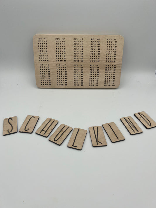 1X1 Frühstücksbrett aus Buchenholz / Geschenk / Einschulung/Schultüte/lernen