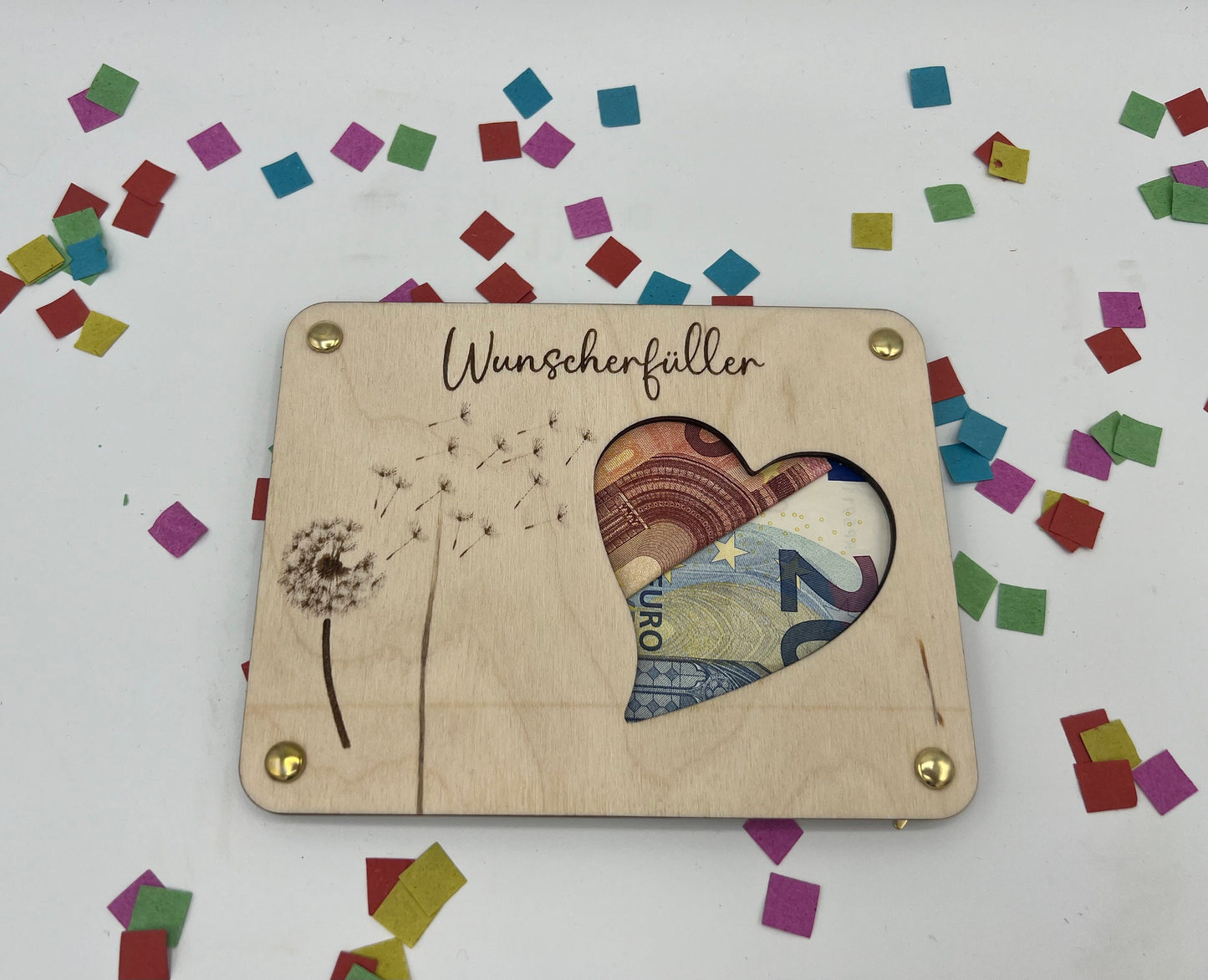 Geschenkkarte Wunscherfüller aus Holz, Stilvoll Geld verschenken, Geschenkidee zum Geburtstag oder Hochzeit