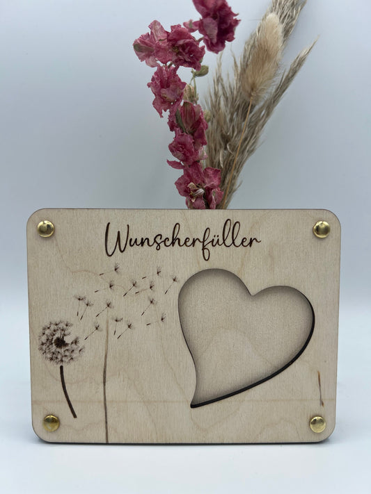 Geschenkkarte Wunscherfüller aus Holz, Stilvoll Geld verschenken, Geschenkidee zum Geburtstag oder Hochzeit
