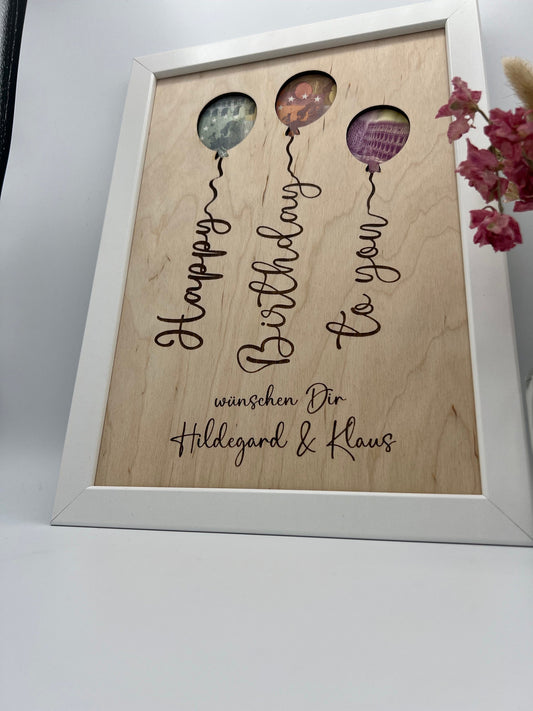 Geldgeschenk personalisiert zum Geburtstag, Andenken Bilderrahmen Geburtstagsgeschenk, Geschenkidee, Geldverpackung,Hochzeit Mann Frau