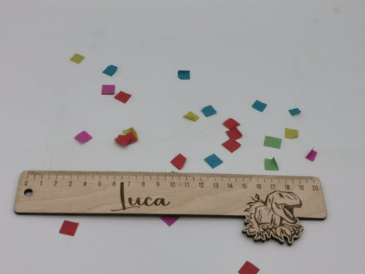 Holzlineal 20cm mit Name, Dinosaurier / Einschulung / Schulanfang / Personalisiert Dino