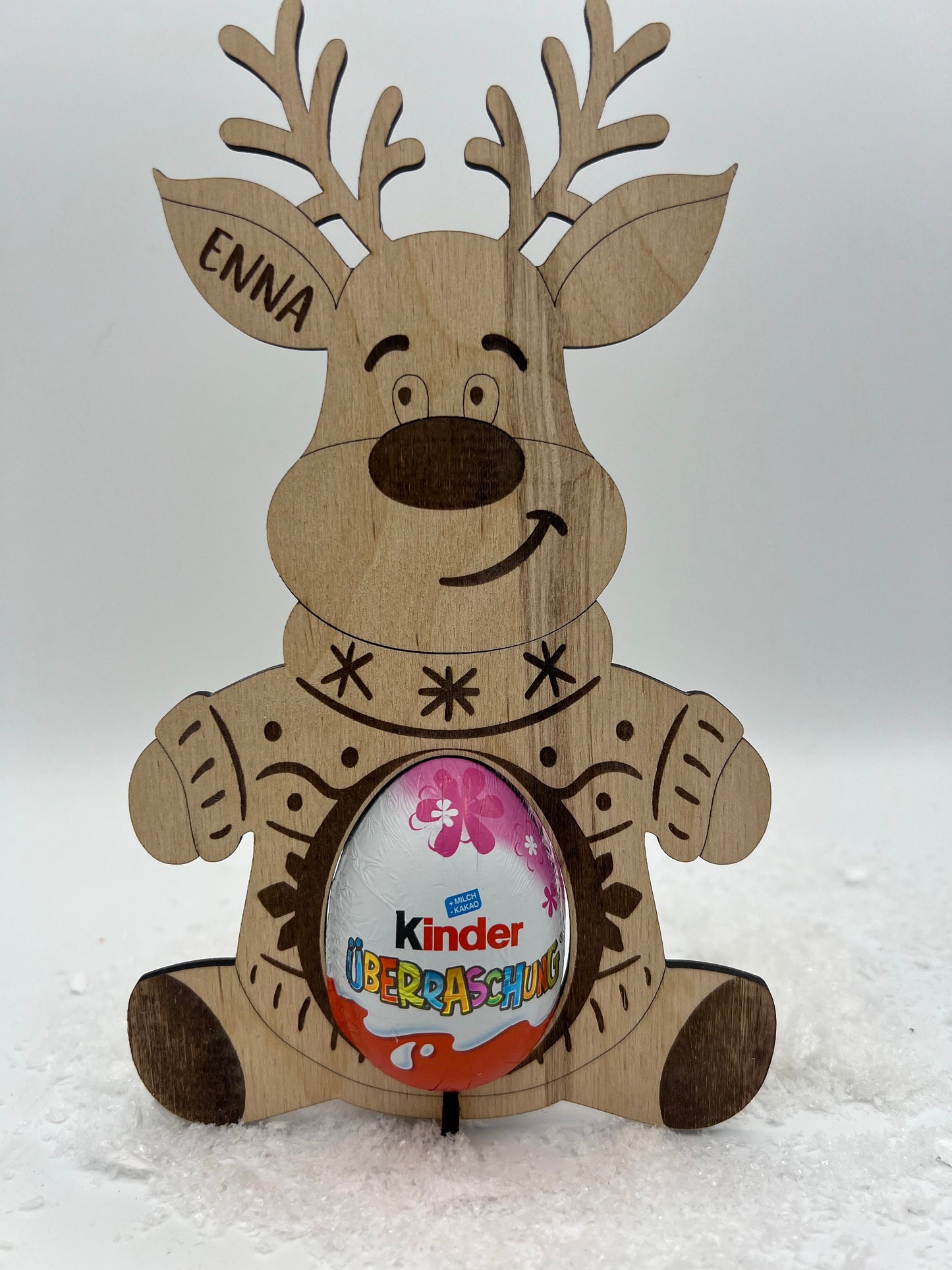 Kinder Rentier für ein Schokoei, Überraschung, kleine Geschenkidee, Weihnachtsdeko, Gastgeschenk
