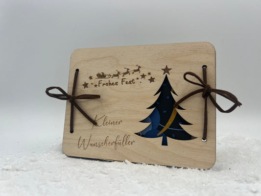 Geschenkkarte Geldgeschenk aus Holz mit Tannenbaum / Geld schenken / Gutscheinkarte / Weihnachten