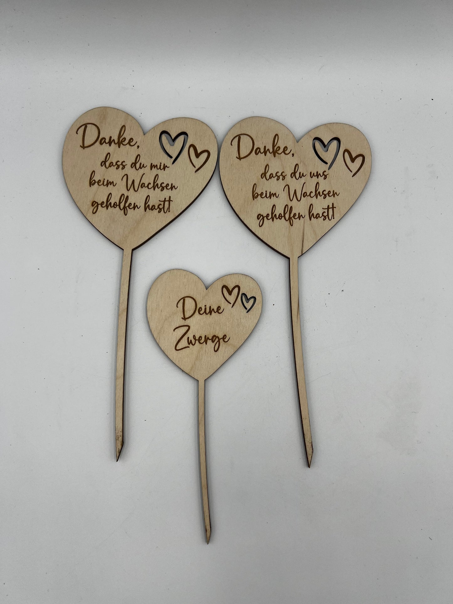 Blumenstecker aus Holz, Geschenk Personalisiert Abschied Kindergarten, Tagesmutter, Schulabschluss, Blumenschild mit Namen, Danke sagen