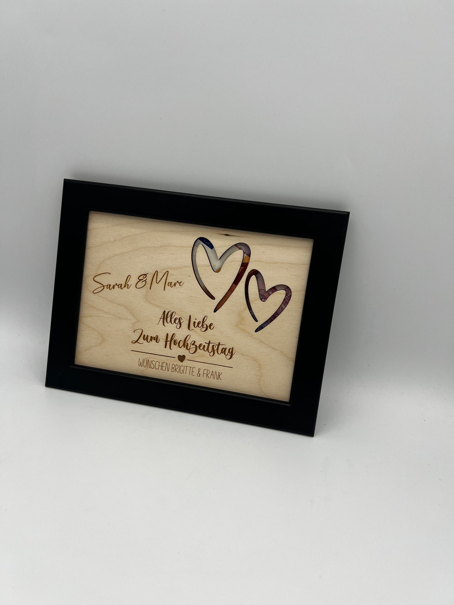 Geldgeschenk zur Hochzeit Personalisiert, Silberhochzeit, Goldene Hochzeit, Personalisiertes Geburtstagsgeschenk, Hochzeitsgeschenk aus Holz