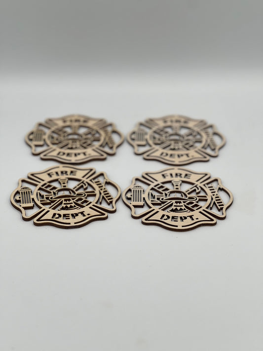 Glasuntersetzer Feuerwehr , Glasuntersetzer Holz , 4 stück Untersetzer, Geburtstaggeschenk , Geburtstag , Feier , Hochzeit