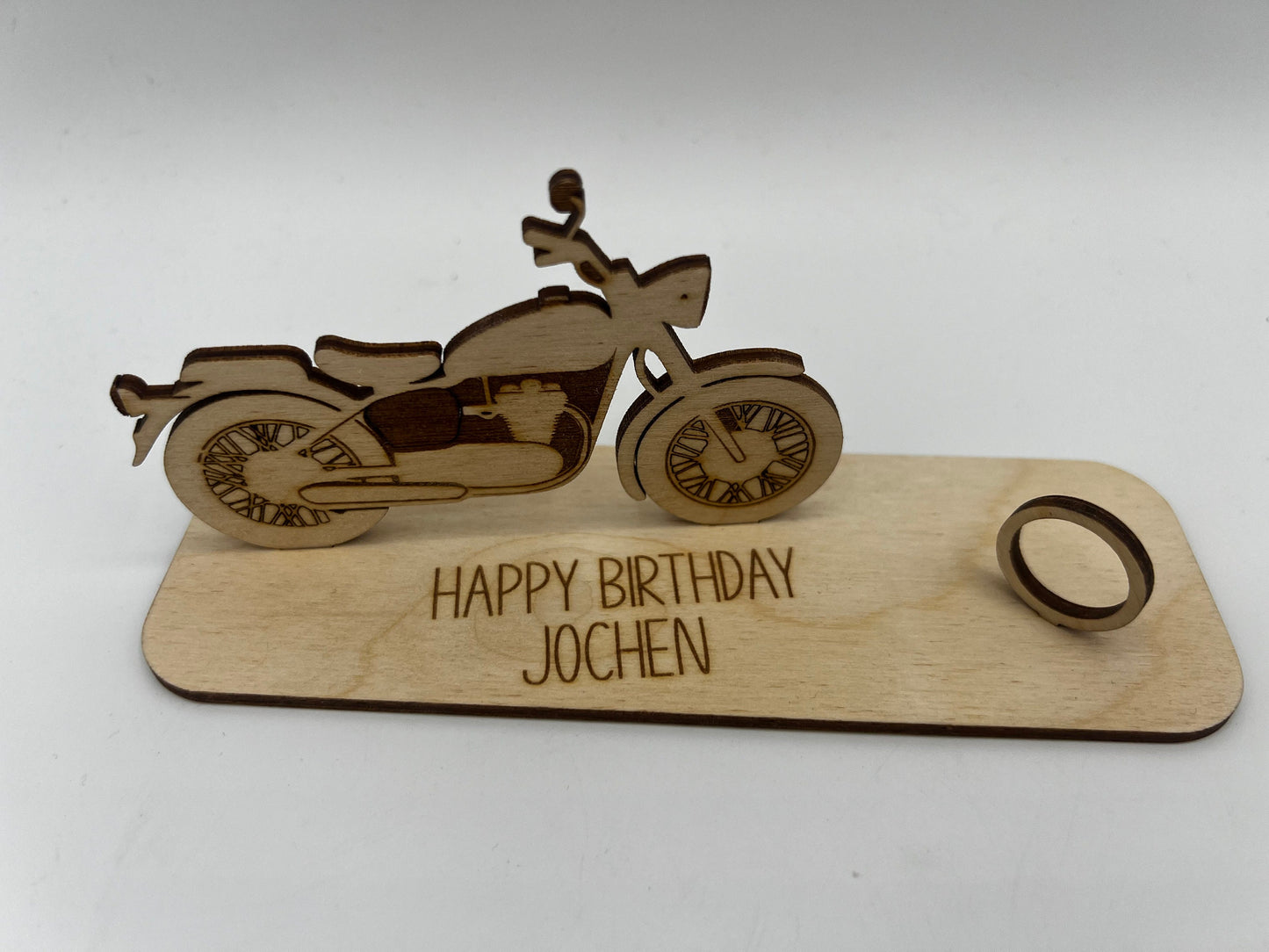 Geldgeschenk Motorrad zum Geburtstag, Rente, Ruhestand, Motorrad, Geschenk aus Holz, Holzgeschenk