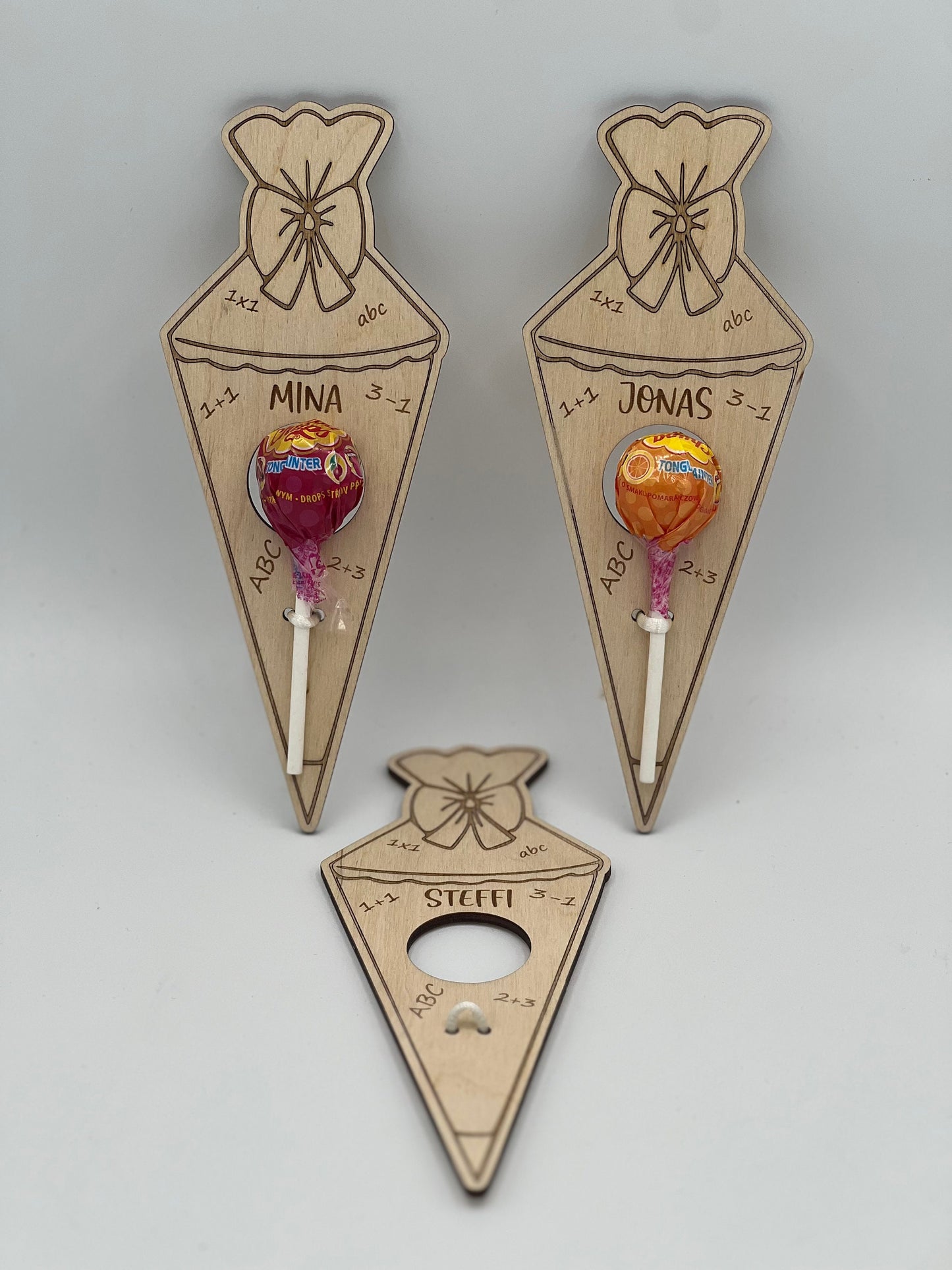 Geschenk zur Einschulung ,Schultüte aus Holz , Geschenkidee Zuckertüte Lolli, Schulkind Gastgeschenk, Schulanfang, Personalisiertes Geschenk