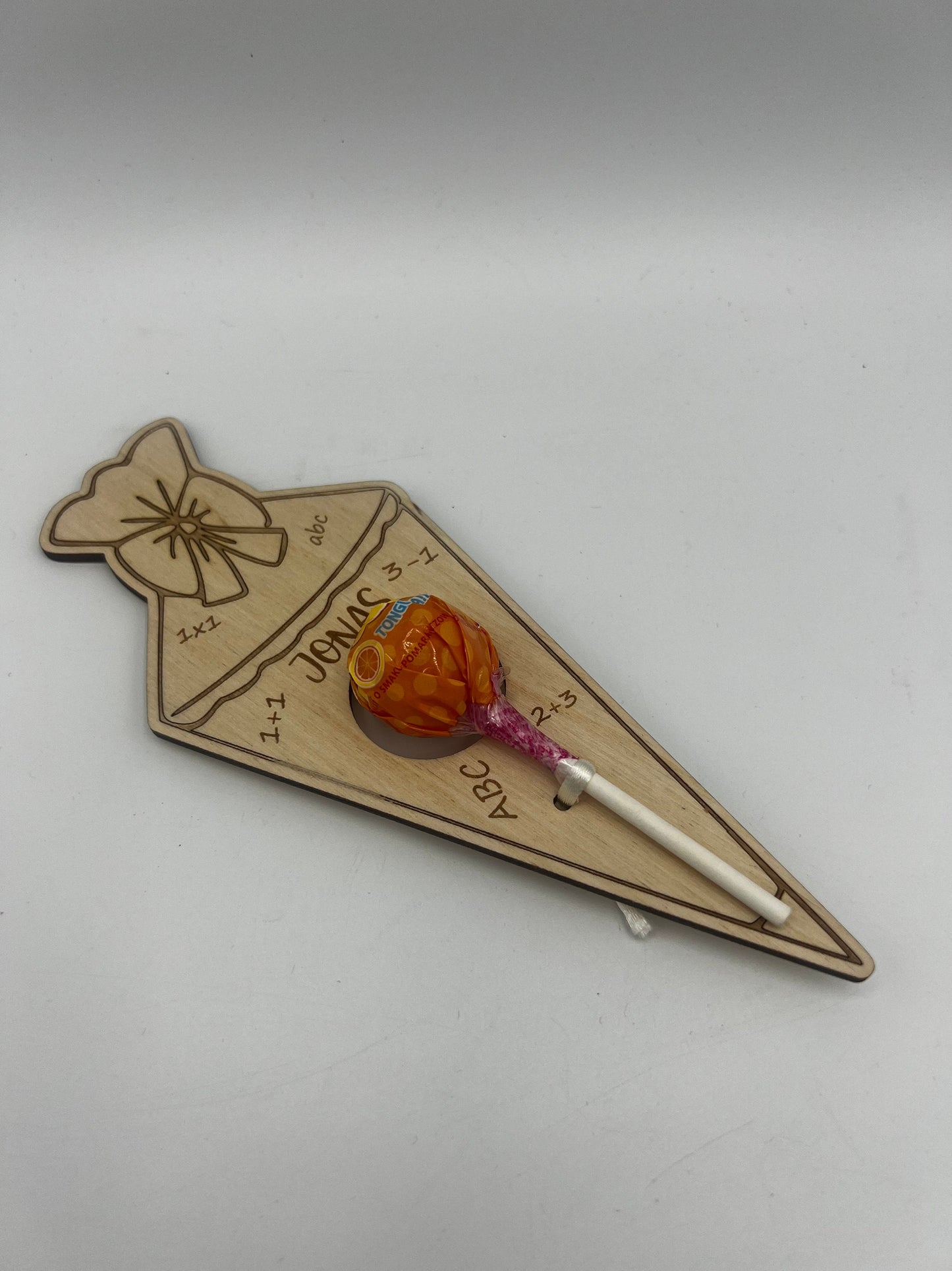 Geschenk zur Einschulung ,Schultüte aus Holz , Geschenkidee Zuckertüte Lolli, Schulkind Gastgeschenk, Schulanfang, Personalisiertes Geschenk