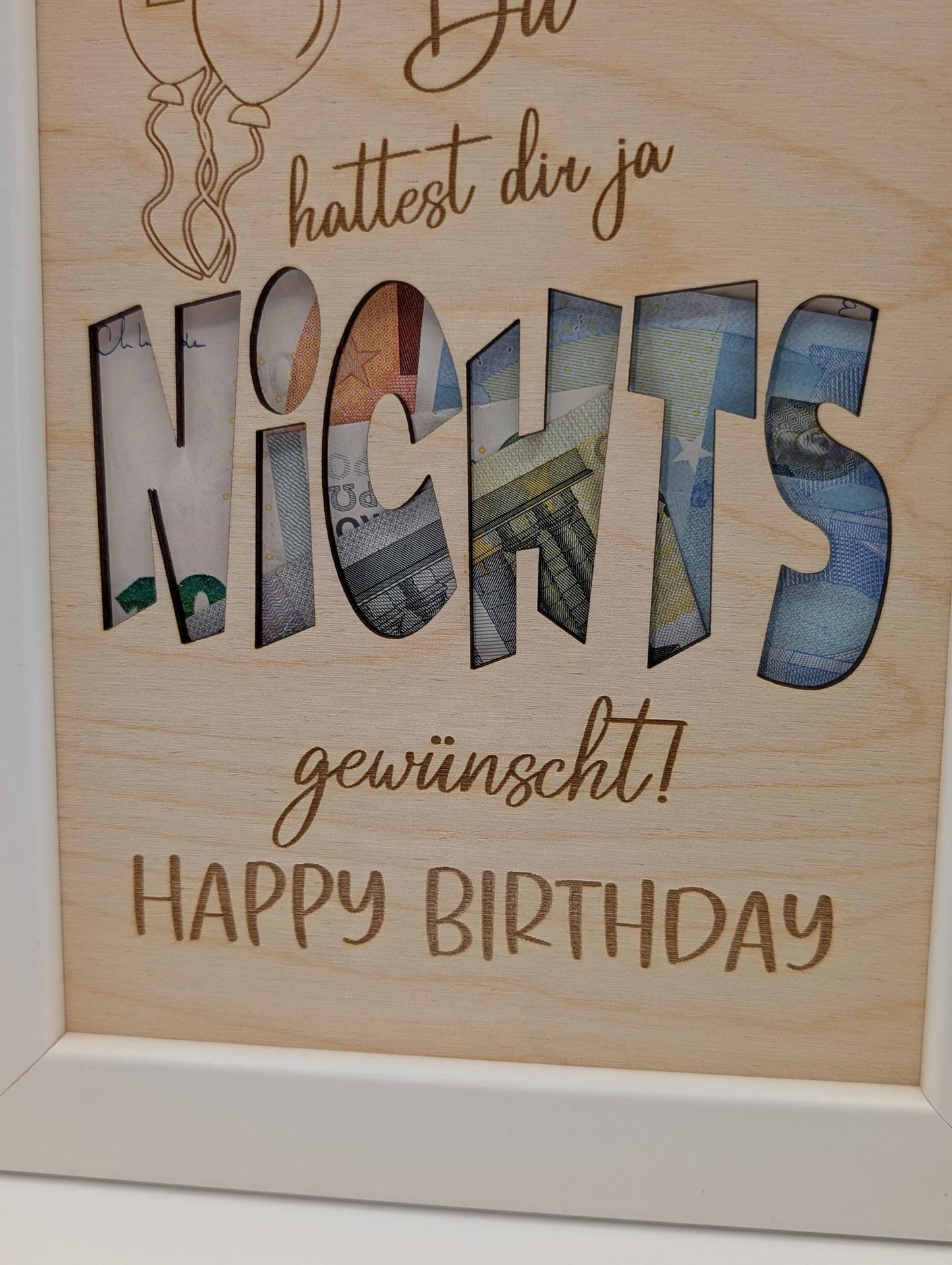 Nichts zum 30. Geburtstag wünschen, Geldgeschenk im Bilderrahmen