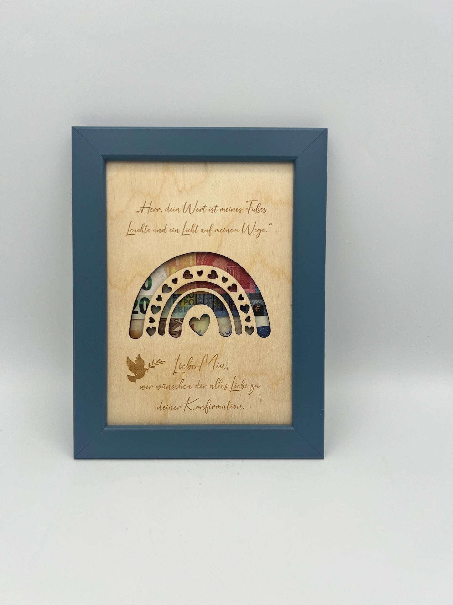 Geldgeschenk zur Konfirmation, Geschenk zur Kommunion im Bilderrahmen, Konfirmationsgeschenk, Kommunionsgeschenk Geld verschenken