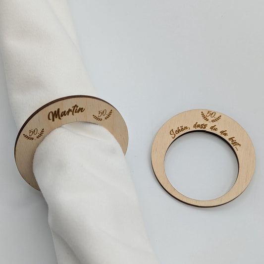 Serviettenring Geburtstag, Tischdekoration personalisiert, Hochzeit, Konfirmation, Taufe, 50. Jubiläum, Goldene Hochzeit, Silberhochzeit