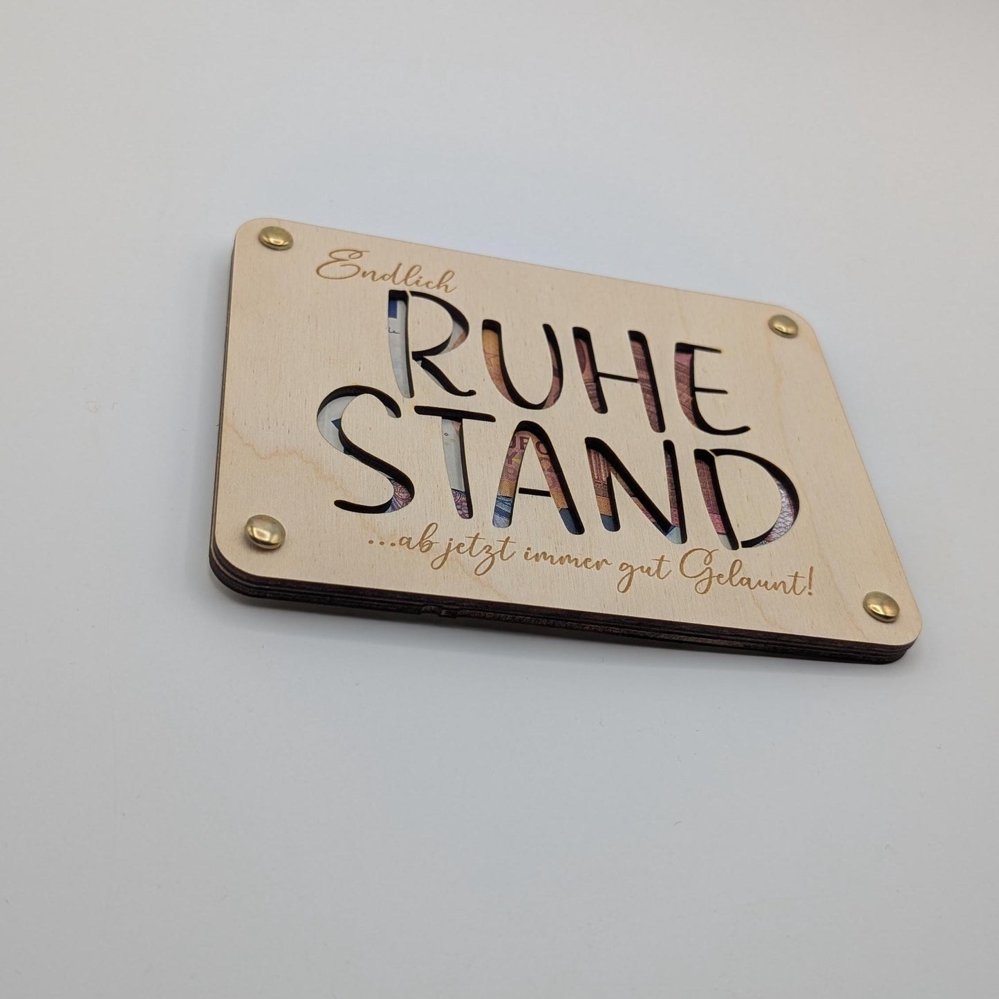 Geldgeschenk zum Ruhestandaus Holz