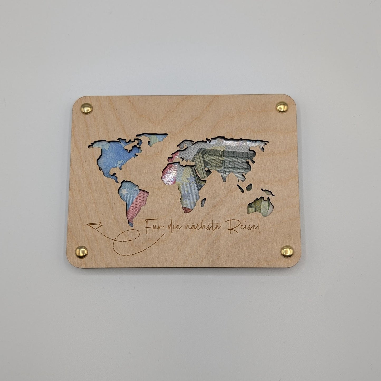 Geschenkkarte zur Hochzeit, Geldgeschenk personalisiert für das Brautpaar , aus Holz, Der schönste Weg, ist der gemeinsame. mit Namen, Datum und Papierflieger