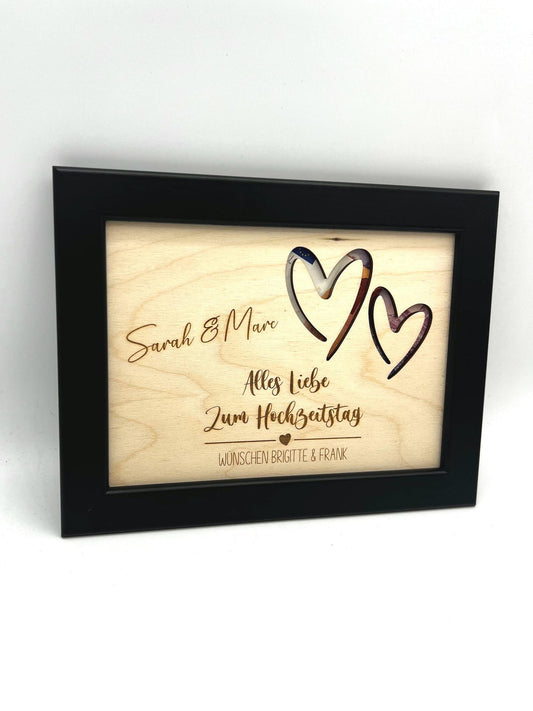 Geldgeschenk zur Hochzeit Personalisiert, Silberhochzeit, Goldene Hochzeit, Personalisiertes Geburtstagsgeschenk, Hochzeitsgeschenk aus Holz