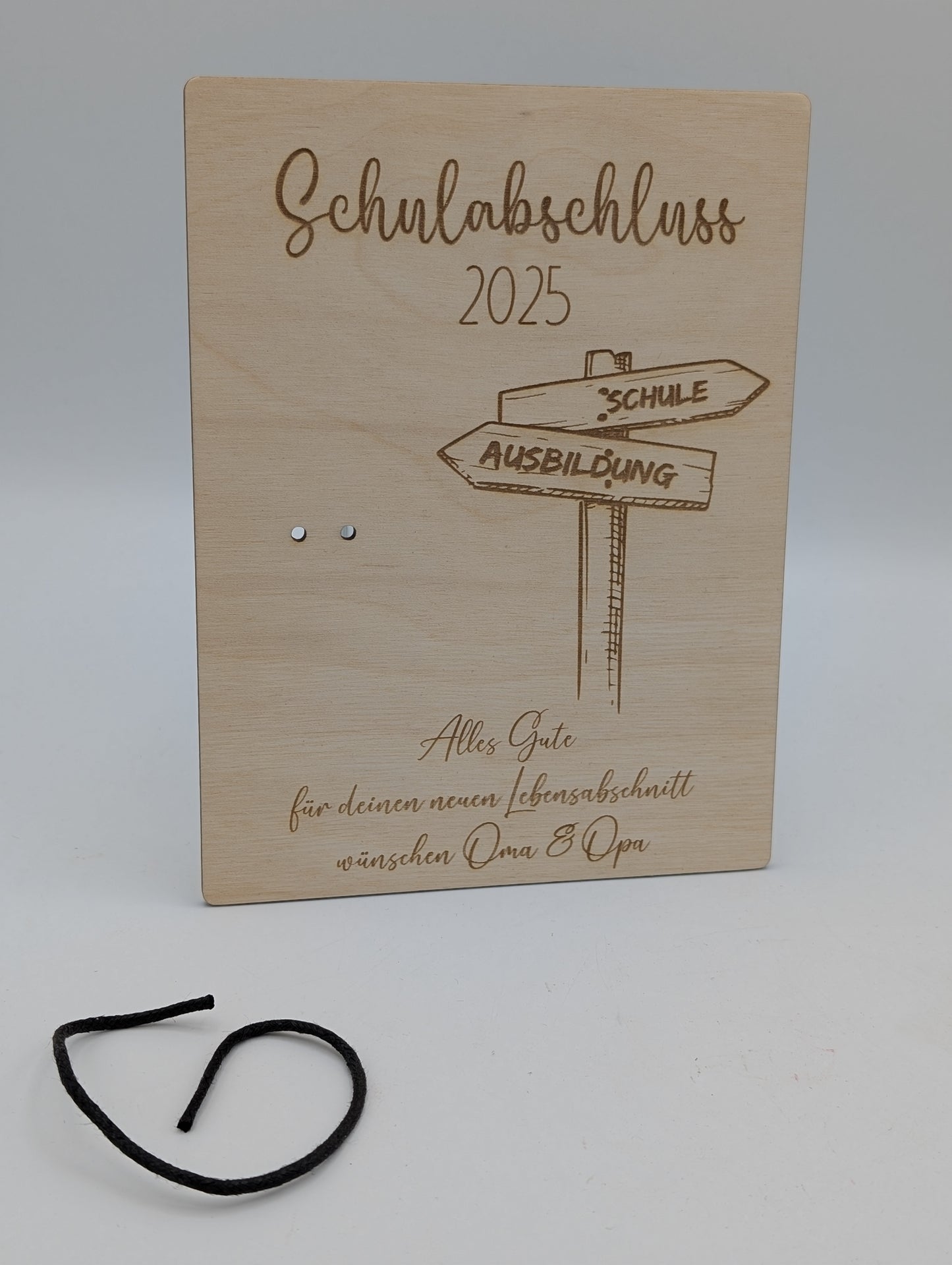 Personalisierte Holz-Geschenkkarte zum Schulabschluss – Kreatives Geldgeschenk aus Birkenholz