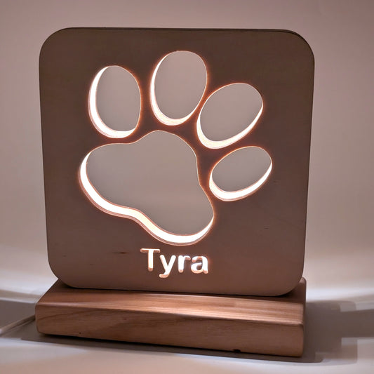 Personalisierte LED-Pfoten-Lampe mit Namen – Liebevolle Erinnerung an deinen Vierbeiner