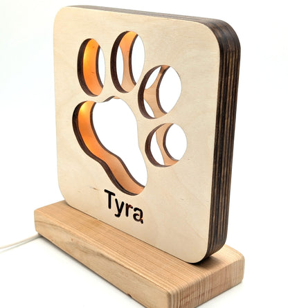 Personalisierte LED-Pfoten-Lampe mit Namen – Liebevolle Erinnerung an deinen Vierbeiner