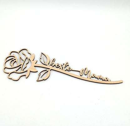 Holzrose mit individueller Personalisierung - handgefertigtes Geschenk aus Holz