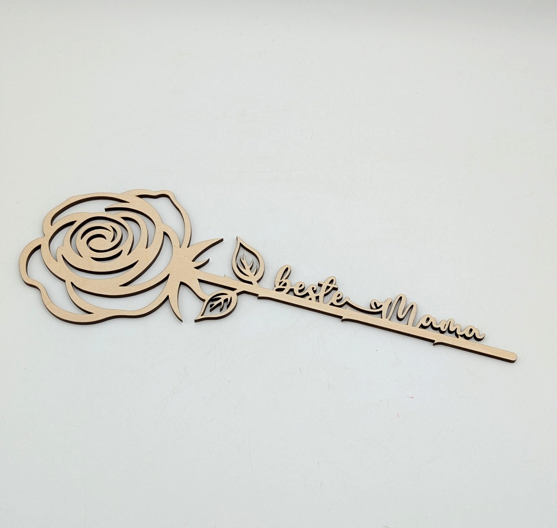 Holzrose Beste Mama Lasercut - liebevolles Geschenk zum Muttertag aus Naturholz