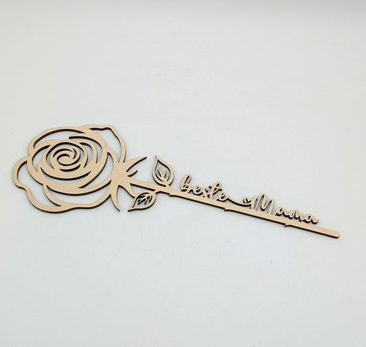 Holzrose Beste Mama Lasercut - liebevolles Geschenk zum Muttertag aus Naturholz