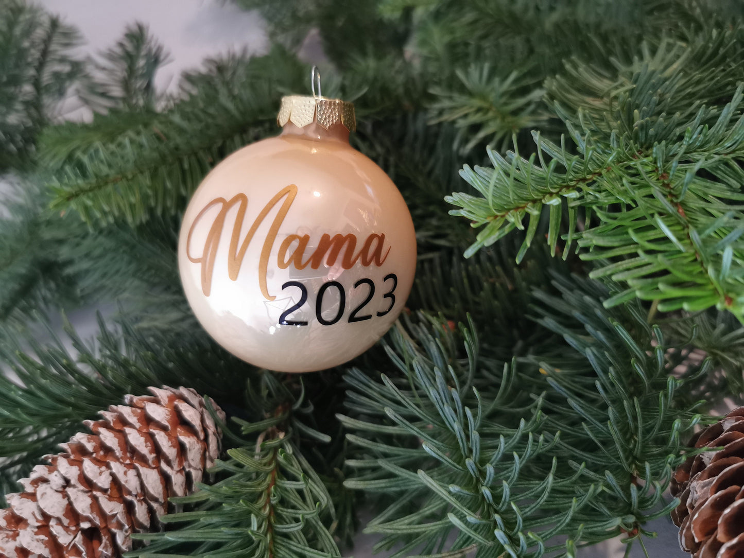 Weihnachtskugel Mama 2023, Papa 2023 6cm Personalisiert, Christbaumkugel, Weihnachten, Chrismas, Geschenk,