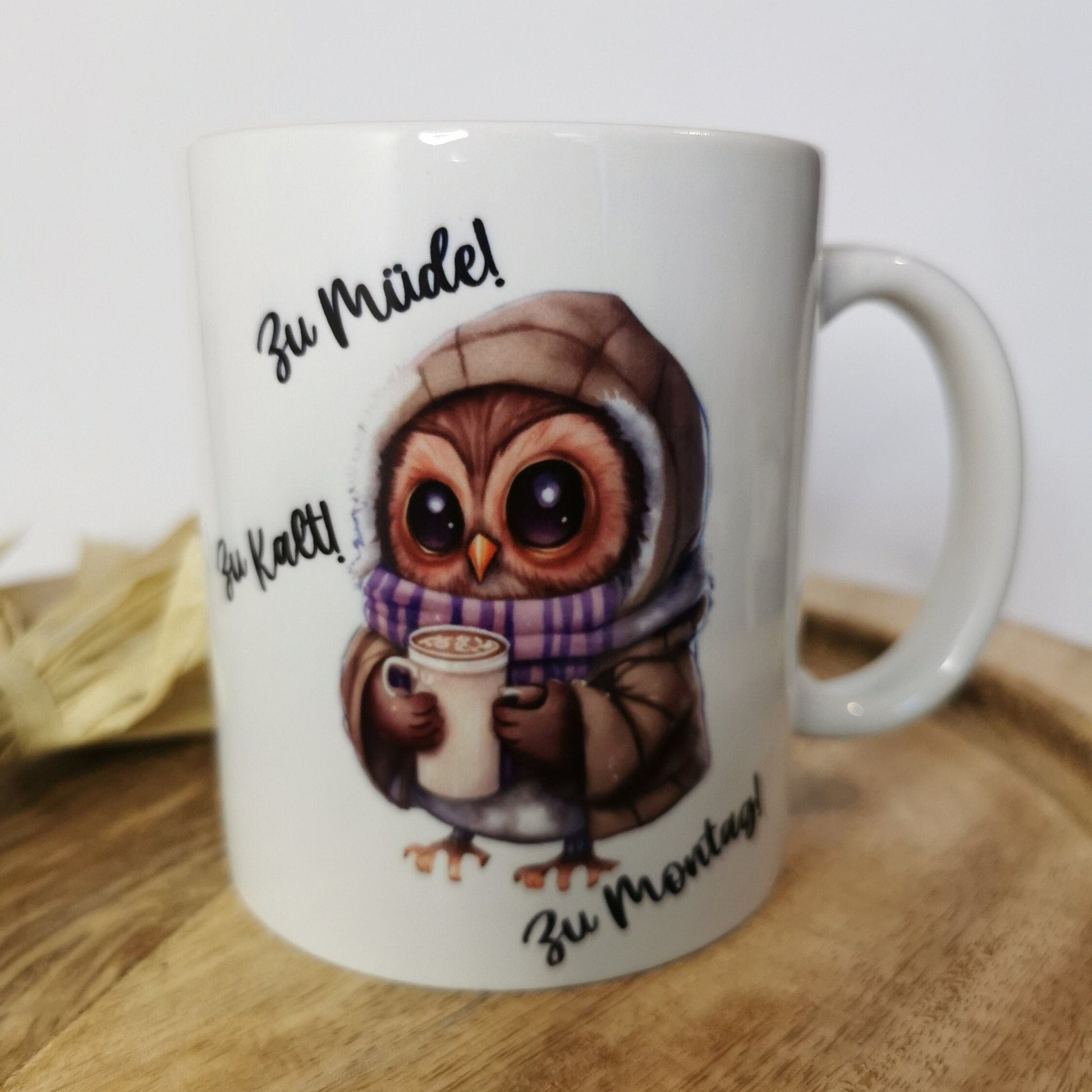 Keramik Kaffeebecher mit süßem Eulen-Motiv, geeignet für Geschenke oder den persönlichen Gebrauch, spülmaschinen- und mikrowellengeeignet.