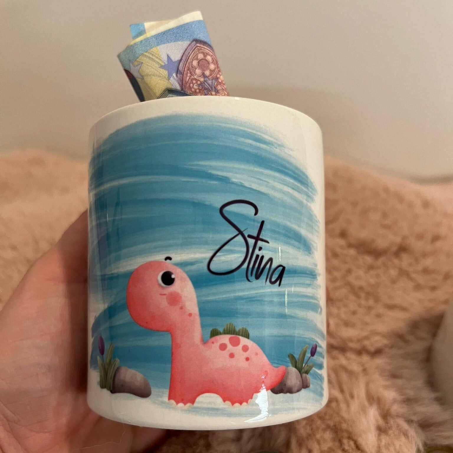 Spardose Dinosaurier, Spardose für Kinder, Geschenkidee für Kinder, Individuelles Geschenk, Spardose für Jungen /Mädchen, Personalisiert