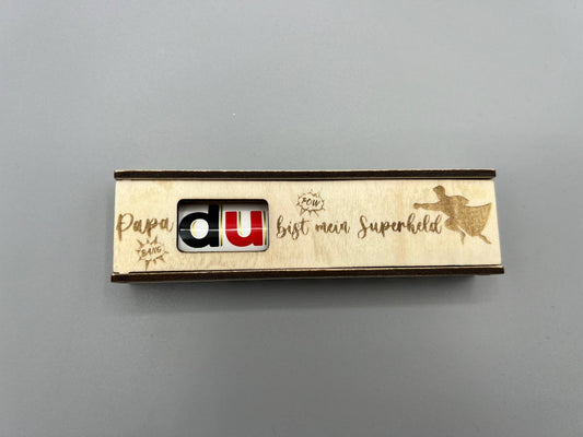 DU bist der beste Papa der Welt! Geschenkbox Geschenkverpackung Schokoriegel PERSONALISIERBAR Hero, Tollster Papa, bester Papa, Super