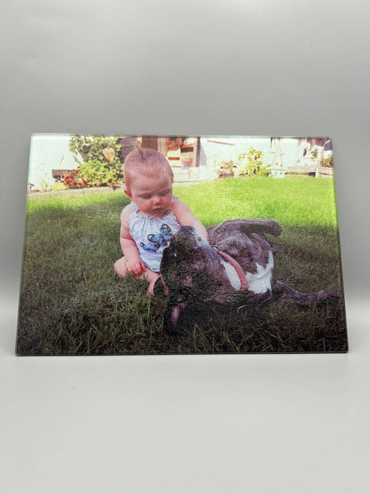 Glasschneidebrett 20x28,5cm / Geschenk zum Einzug / Personalisiertes Geschenk/ Fotogeschenk/ Muttertag / Geburtstag / Vatertag/ Einweihung