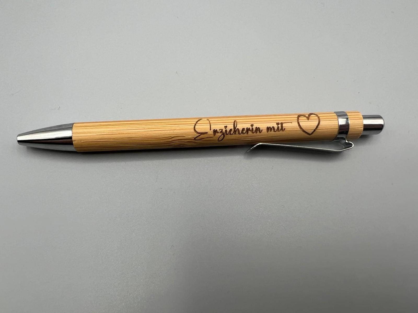 Kugelschreiber aus Bambusholz Personalisiert, Personalisierbar mit Namen oder Wunschbeschriftung