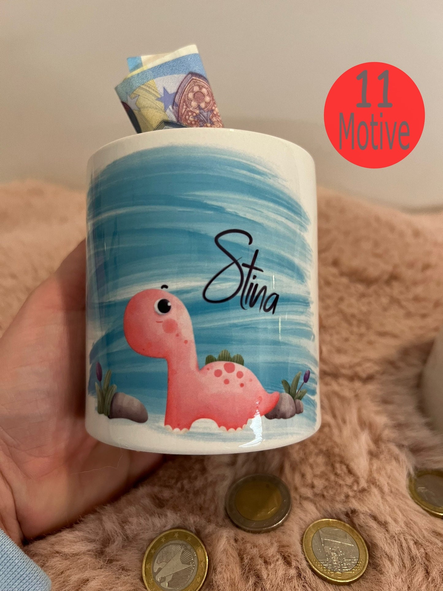 Spardose Dinosaurier, Spardose für Kinder, Geschenkidee für Kinder, Individuelles Geschenk, Spardose für Jungen /Mädchen, Personalisiert