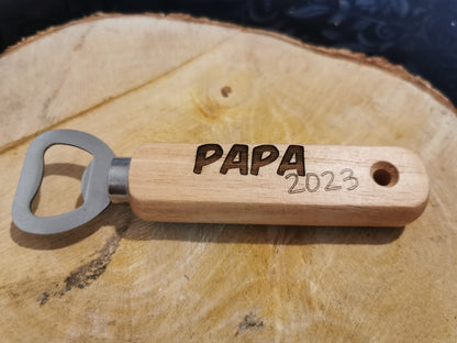 Flaschenöffner, Holz - personalisiert mit Wunschtext oder Name