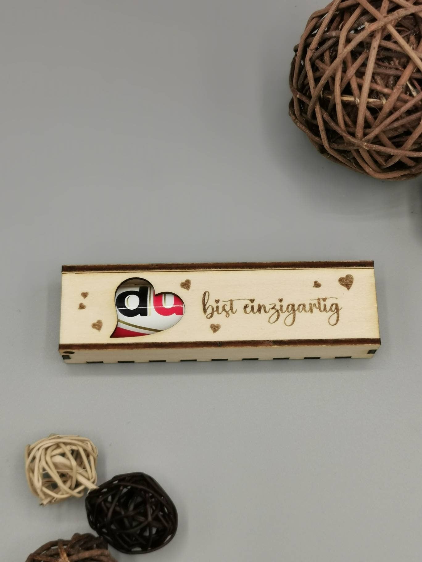 DU bist einzigartig! gravierte Geschenkbox Geschenkverpackung Schokoriegel personalisierbar