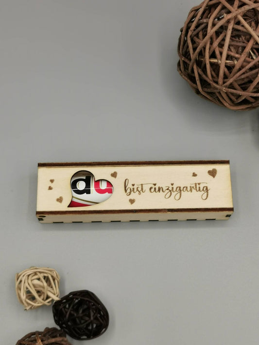 DU bist einzigartig! gravierte Geschenkbox Geschenkverpackung Schokoriegel personalisierbar