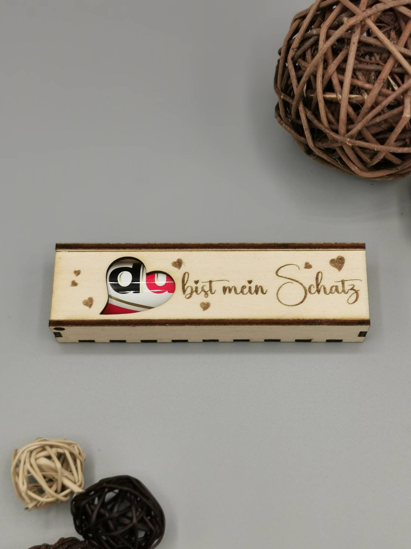 DU bist mein Schatz! gravierte Geschenkbox Geschenkverpackung Schokoriegel personalisierbar