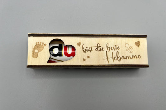 DU bist die beste Hebamme! Geschenkbox Geschenkverpackung Schokoriegel personalisierbar