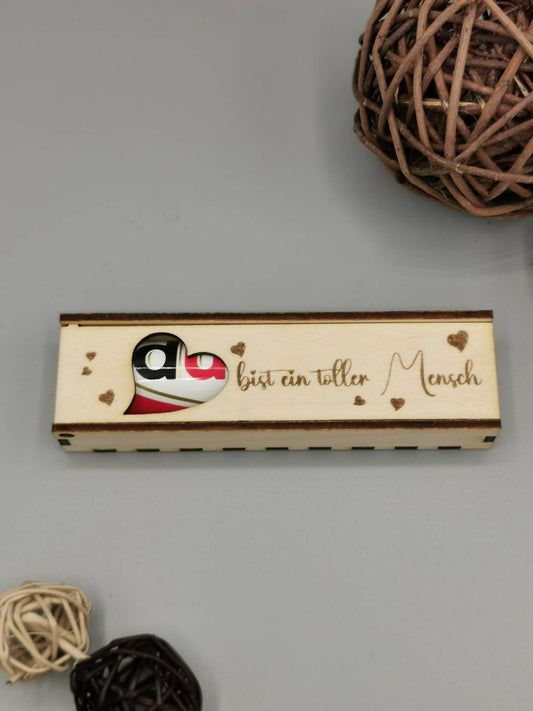 DU bist ein toller Mensch! gravierte Geschenkbox Geschenkverpackung Schokoriegel personalisierbar