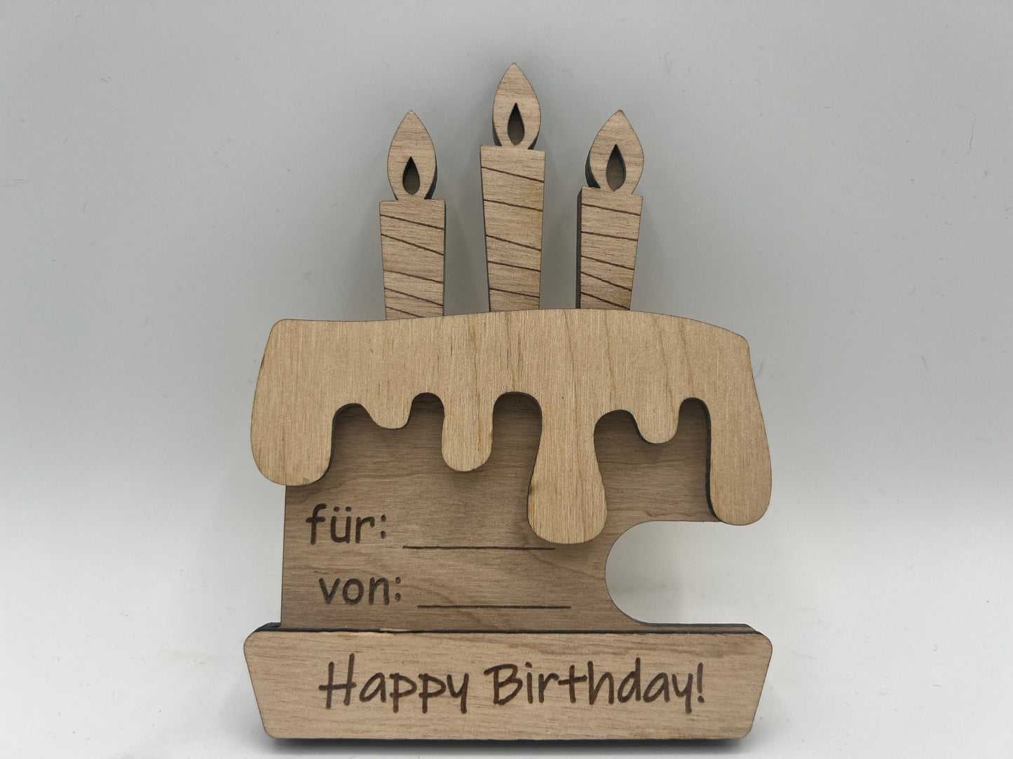 Geldgeschenk Holz Torte, Gutscheinhalter zum Geburtstag, Geschenkidee, Geschenkverpackung, Happy Birthday