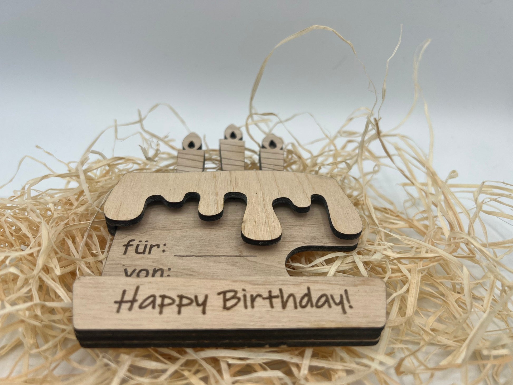 Geldgeschenk Holz Torte, Gutscheinhalter zum Geburtstag, Geschenkidee, Geschenkverpackung, Happy Birthday