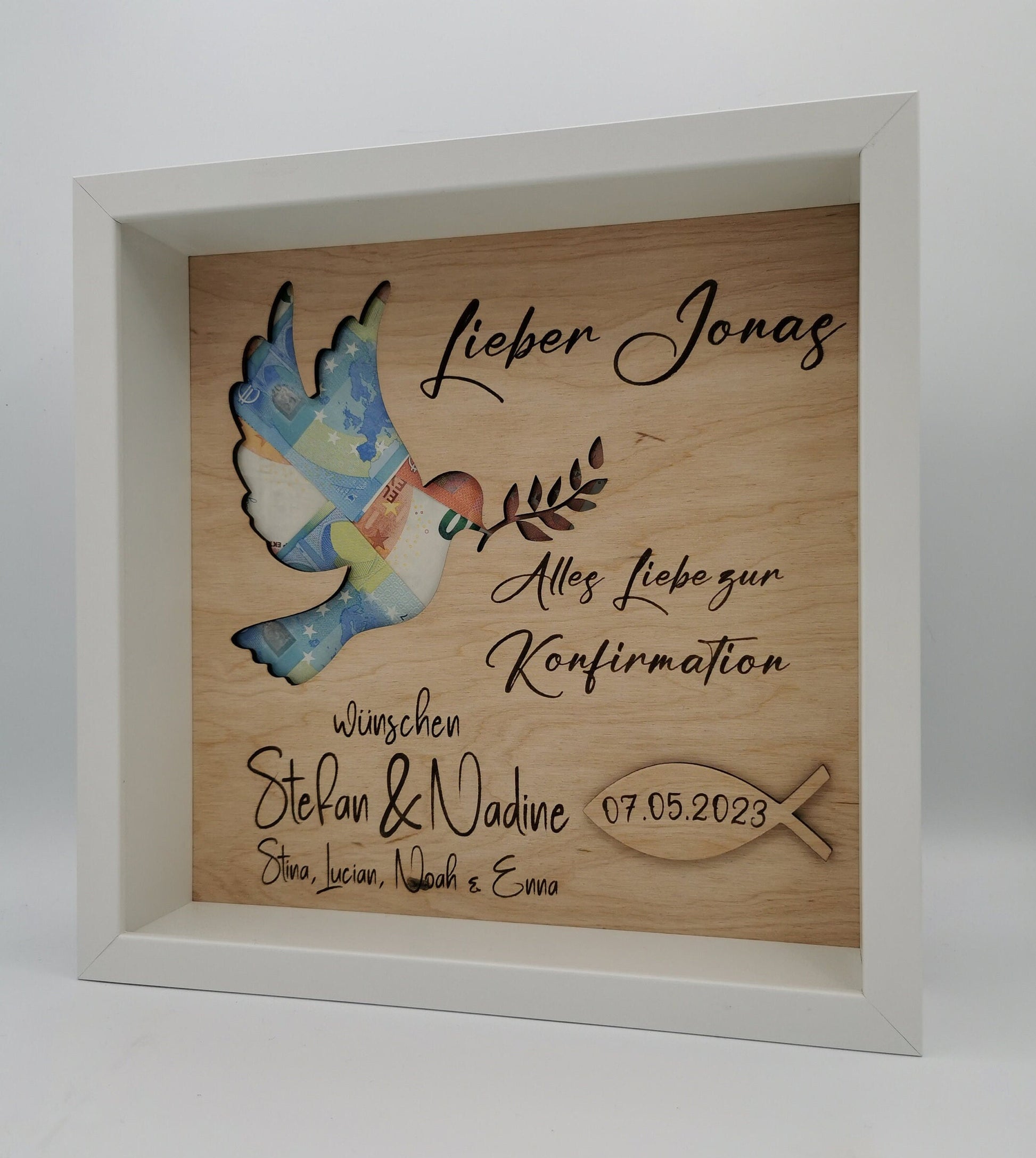 Konfirmation/ Geldgeschenk/ Taufe/Hochzeitsgeschenk /Geldgeschenk/Geburtstagsgeschenk/ holz /personalisiert