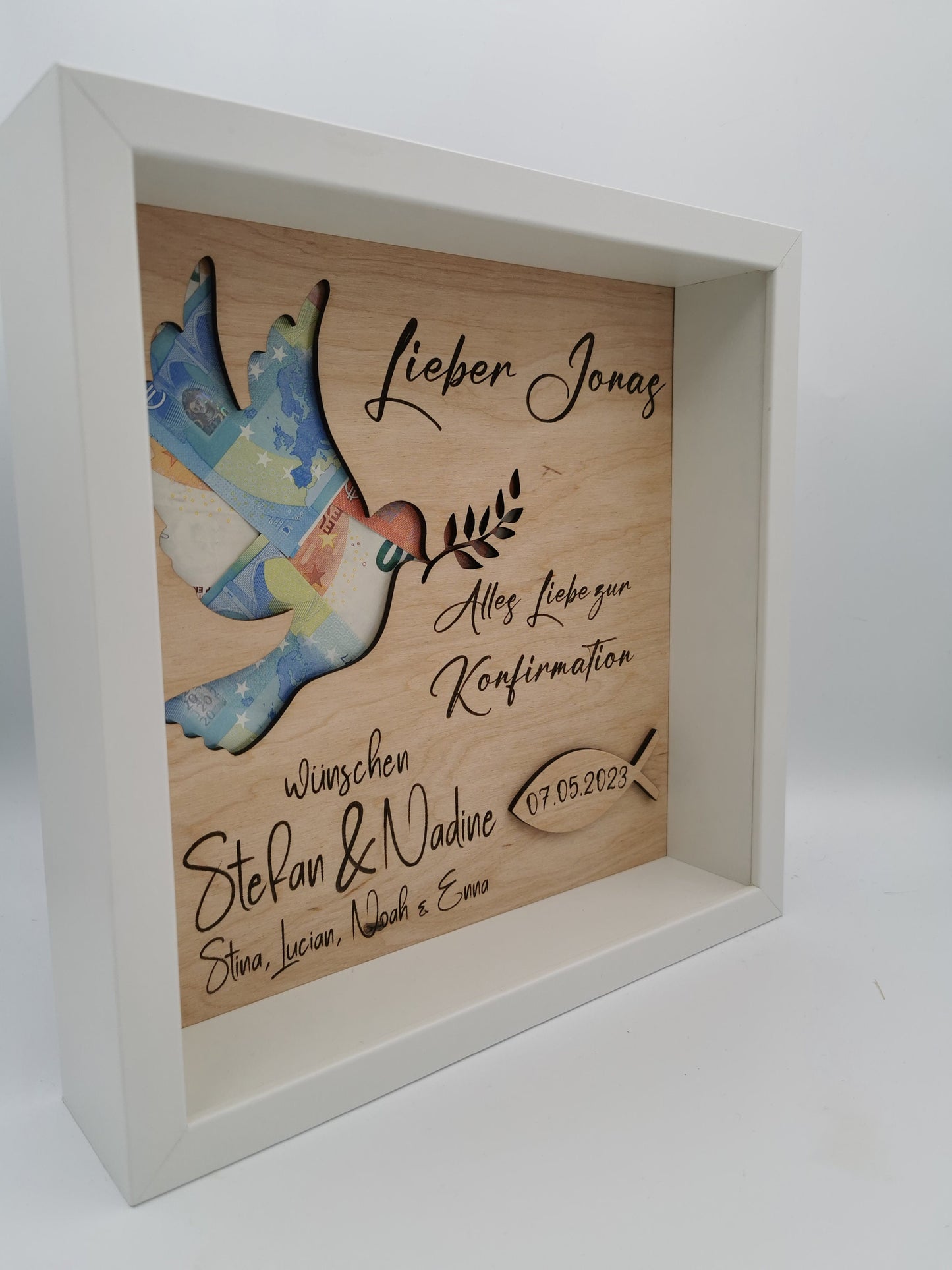 Konfirmation/ Geldgeschenk/ Taufe/Hochzeitsgeschenk /Geldgeschenk/Geburtstagsgeschenk/ holz /personalisiert