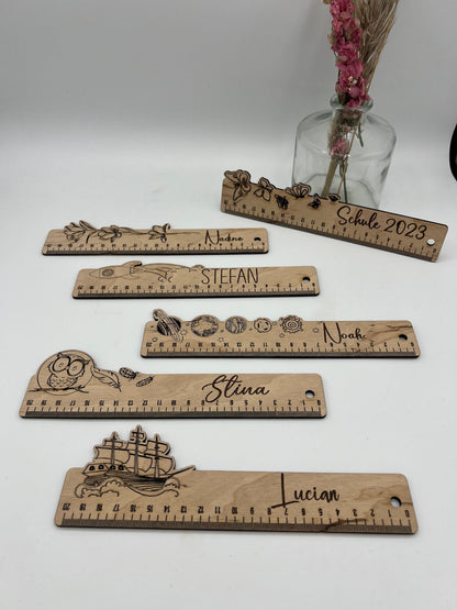 Lineal Personalisiert, Schulkind 2023, Lineal, Messlatte 20cm, Holzlineal, Lineal aus Holz