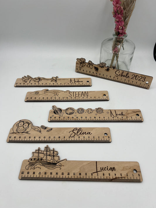Lineal Personalisiert, Schulkind 2023, Lineal, Messlatte 20cm, Holzlineal, Lineal aus Holz