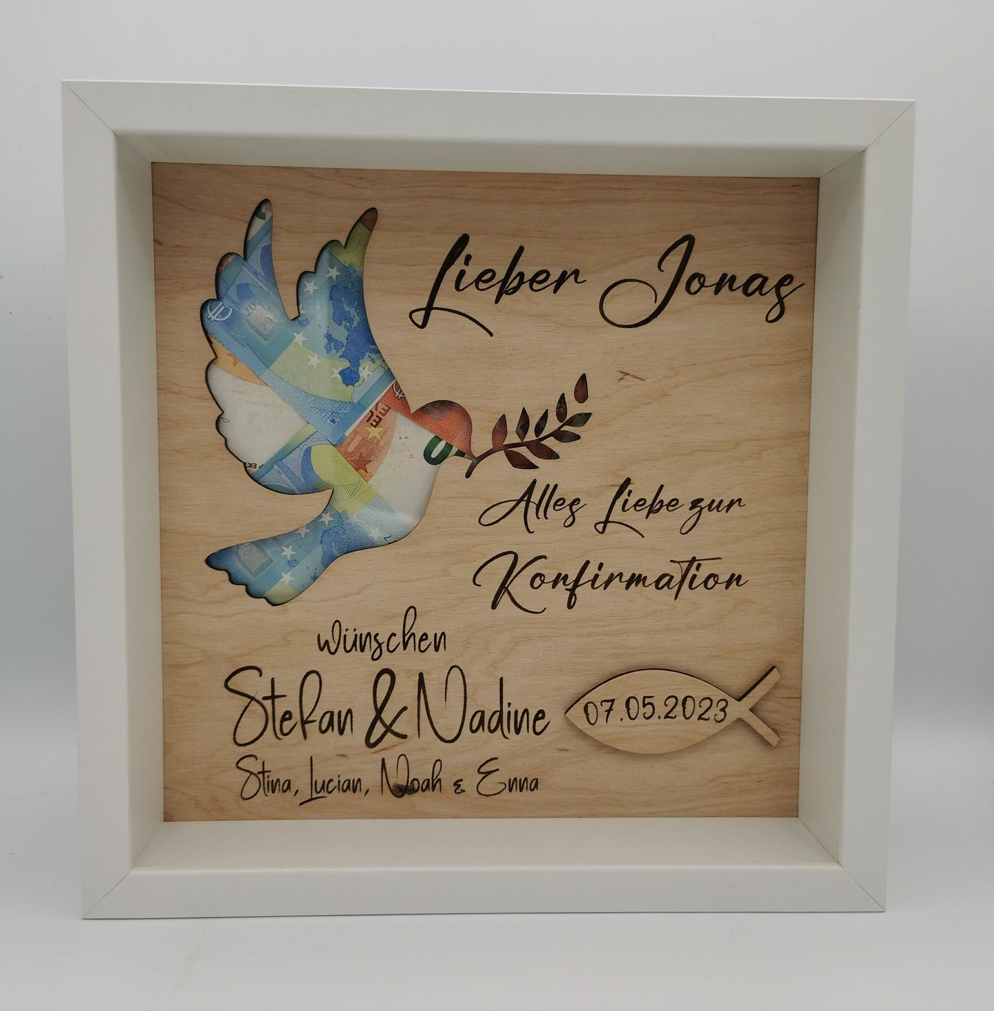 Konfirmation/ Geldgeschenk/ Taufe/Hochzeitsgeschenk /Geldgeschenk/Geburtstagsgeschenk/ holz /personalisiert