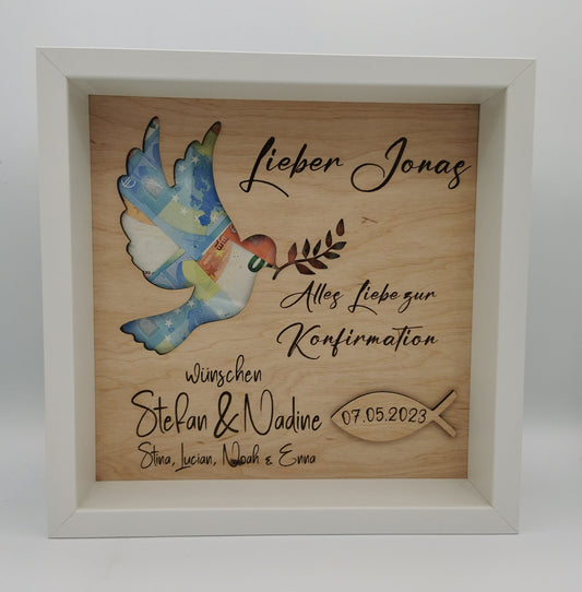 Konfirmation/ Geldgeschenk/ Taufe/Hochzeitsgeschenk /Geldgeschenk/Geburtstagsgeschenk/ holz /personalisiert